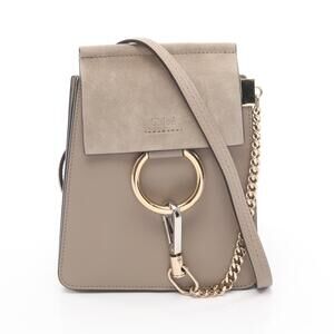 Chloe FAYE Bracelet Bag Shoulder Leather Suede Beige